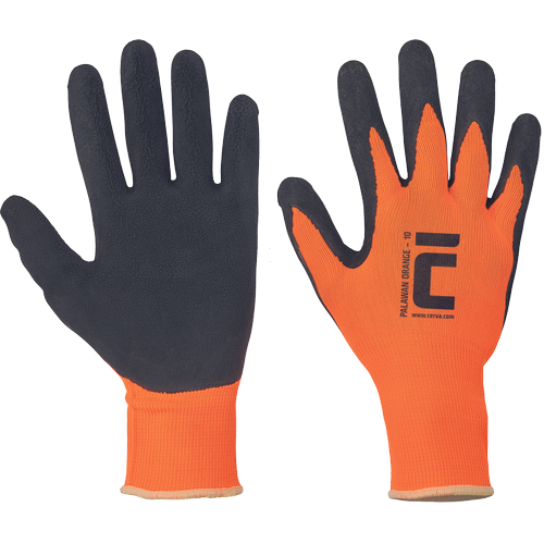 PALAWAN ORANGE rukavice nylon/latex- vel. 9